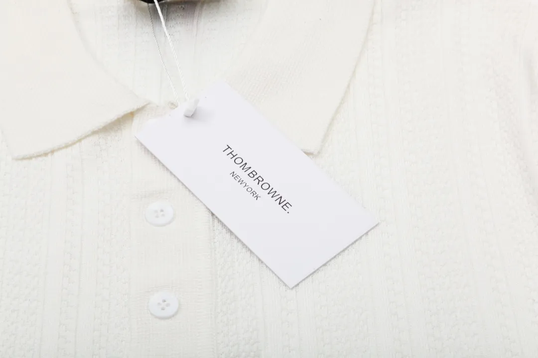 Thom Browne ➡️ POLO ， Retro Same Style Polo Versatile : White Size：M-3XL